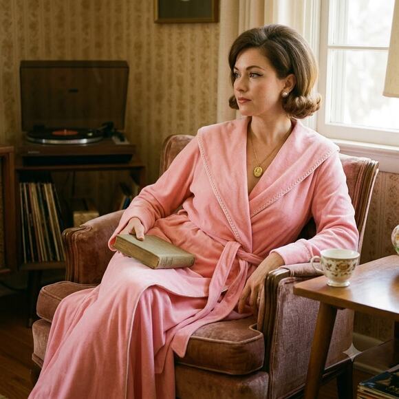 vassarette Other - Vintage Vassarette Pink Velour Long Bathrobe Robe Small/Medium Whipstitch Detail